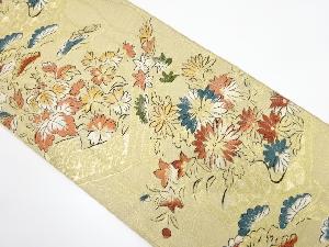 アンティーク　亀甲に草花・古典柄織り出し袋帯（材料）